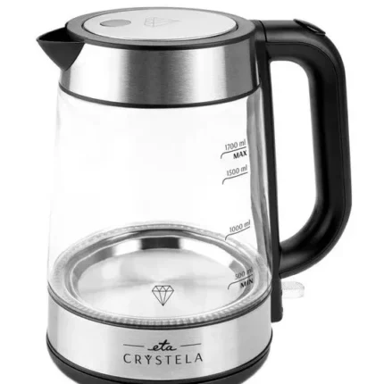 Cana fierbator din sticla ETA Crystela 6153, 1,7 L, 2200 W, iluminare LED albastra