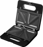 Sandwich-maker ECG S3173 3in1 Triangle, 750W, 3 tipuri de placi detasabile, negru-otel inoxidabil - imagine 5