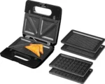 Sandwich-maker ECG S3173 3in1 Triangle, 750W, 3 tipuri de placi detasabile, negru-otel inoxidabil - imagine 8