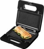 Sandwich-maker ECG S3173 3in1 Triangle, 750W, 3 tipuri de placi detasabile, negru-otel inoxidabil - imagine 9