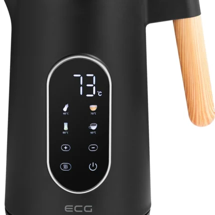Fierbator electric ECG RK 1799 Smart Black, 1.7 litri, 2200 W, pereti dubli, panou tactil, functii presetate, negru