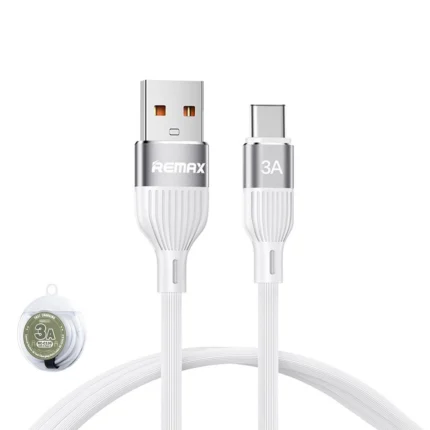 Cablu de date cu incarcare rapida REMAX RC-C136, USB-A la USB-C, 1 metru, 3A, alb