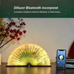 Lampa decorativa pliabila tip carte, Bluetooth, iluminare LED, acumulator 1800 mAh, slot card, telecomanda, design premium din lemn si hartie Dupont