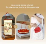 Lampa LED pliabila, portabila, acumulator 800 mAh, control tactil, incarcare USB, design decorativ, lumina ambientala pentru casa, cadou elegant - imagine 5