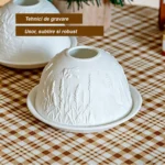 Suport lumanare din portelan, proiectie luminoasa 3D cu fluturi, decor elegant - imagine 2