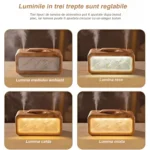 Umidificator de aer si difuzor de aroma, design Snow Mountain, 600ml, dubla pulverizare, iluminare ambientala LED, silentios, design lemn natur - imagine 4