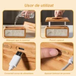 Umidificator de aer si difuzor de aroma, design Snow Mountain, 600ml, dubla pulverizare, iluminare ambientala LED, silentios, design lemn natur - imagine 5