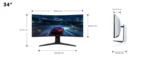 Monitor TCL 34" 34R83Q, Curvature: 1500R, Diagonal (inch): 34, Diagonal - imagine 4