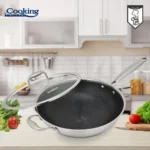 TIGAIE WOK INOX + CAPAC STICLA 30x8.5 CM, 4.5L, TITANIUM3, - imagine 7