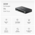 Switch Mercusys Desktop  8 porturi Gigabit, MS108GP, 7 porturi - imagine 2