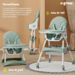 Scaun de masa 2 in 1, pliabil, verde, U-Grow - imagine 3
