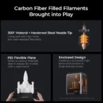 Imprimanta 3D Creality K1C, ( Printare carbon) Tehnologie FDM, viteza - imagine 3