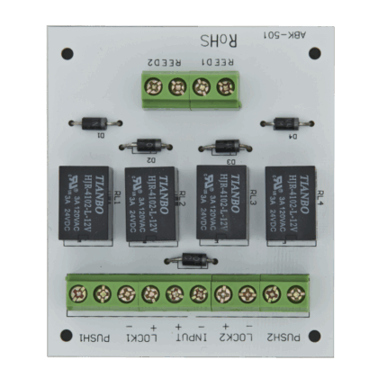 Modul electronic pentru doua usi cu incuietori tip fail-safe cu