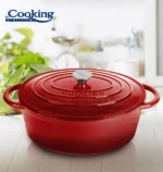 SEMIOALA FONTA EMAILATA OVALA+CAPAC 33.5x26X12 CM, 6L, RED LINE, COOKING - imagine 4