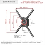 Suport TV perete Barkan, rotatie landscape si portret, potrivit pentru - imagine 2
