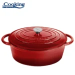 SEMIOALA FONTA EMAILATA OVALA+CAPAC 33.5x26X12 CM, 6L, RED LINE, COOKING